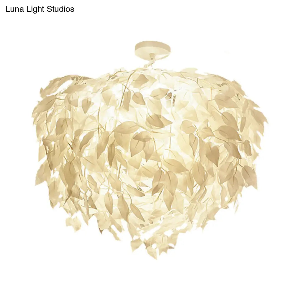 DecorBites™ DecorBites™ Modern Fabric Leaf Flush Mount Ceiling Light with 4 White LED Lights for Bedroom