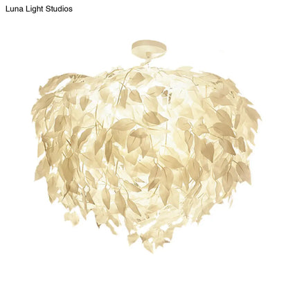 DecorBites™ DecorBites™ Modern Fabric Leaf Flush Mount Ceiling Light with 4 White LED Lights for Bedroom