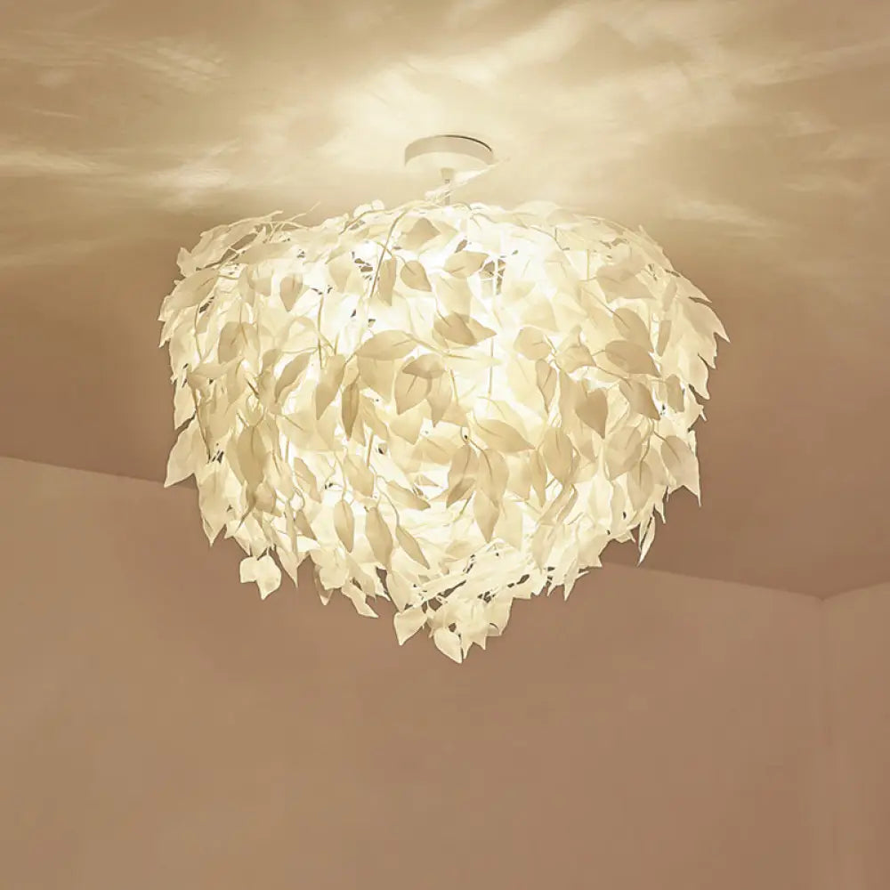 DecorBites™ DecorBites™ Modern Fabric Leaf Flush Mount Ceiling Light with 4 White LED Lights for Bedroom