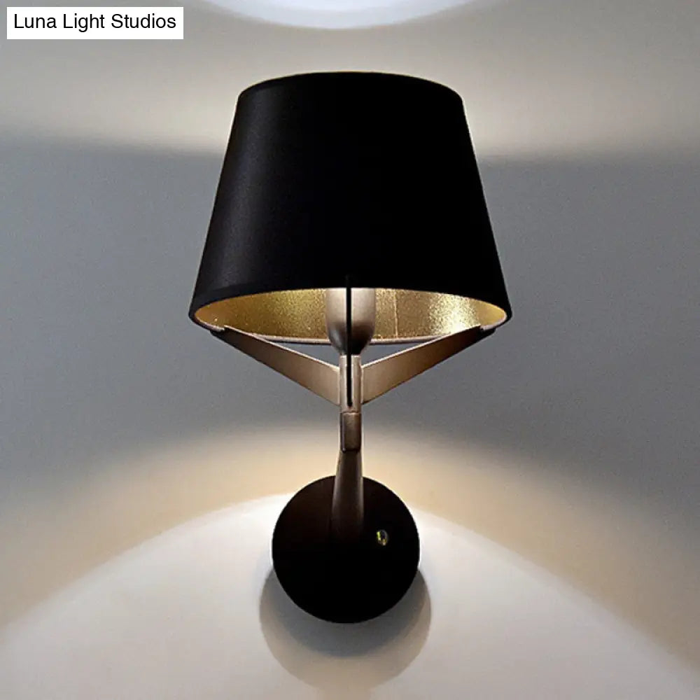 DecorBites™ DecorBites™ Modern Fabric Wall Sconce with Tripod Lamp Support - Black Finish, 1 Head