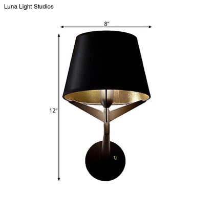 DecorBites™ DecorBites™ Modern Fabric Wall Sconce with Tripod Lamp Support - Black Finish, 1 Head