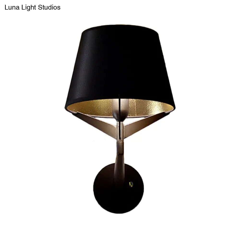 DecorBites™ DecorBites™ Modern Fabric Wall Sconce with Tripod Lamp Support - Black Finish, 1 Head