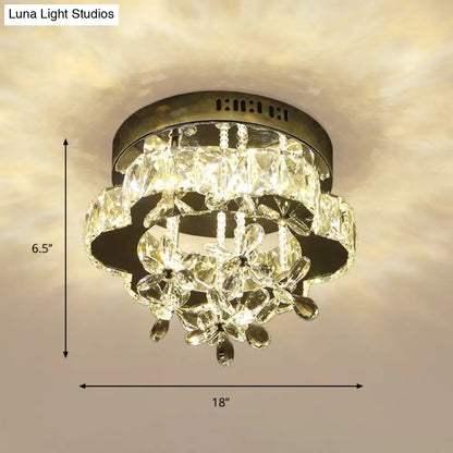 DecorBites™ DecorBites™ Modern Faceted Crystal LED Chrome Semi Flush Light - Blossom Ceiling Mounted Fixture, 12"/18" Width