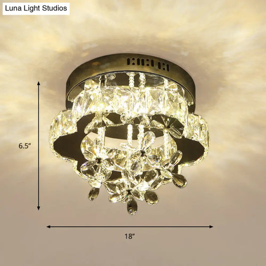 DecorBites™ DecorBites™ Modern Faceted Crystal LED Chrome Semi Flush Light - Blossom Ceiling Mounted Fixture, 12"/18" Width