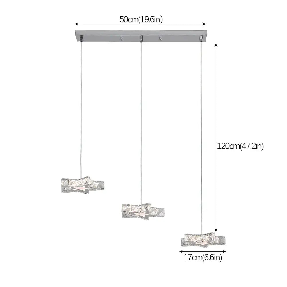 Modern silver-toned decorbites crystal stars led pendant with three faceted glass shades for dining room light