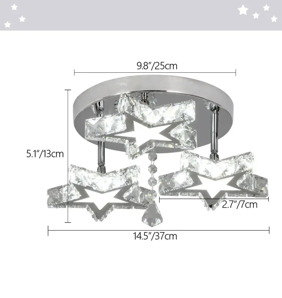A modern faceted crystal stars led pendant with chrome finish and clear glass for dining room decorbites crystal stars