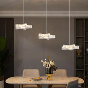 Three modern faceted crystal stars led pendant lights with ice-like design for dining room decorbites crystal stars