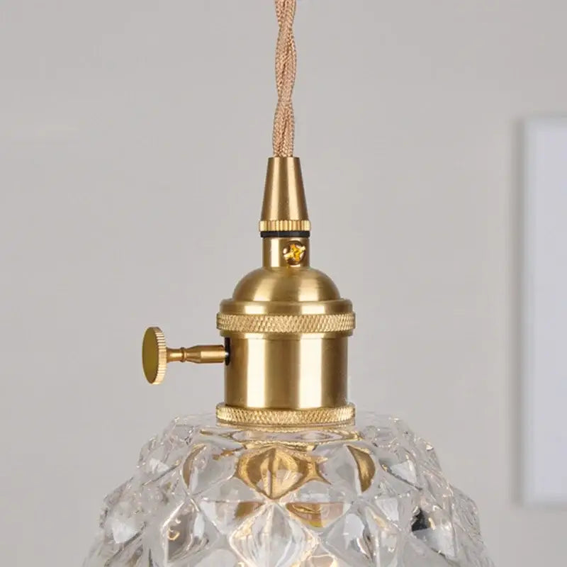 Gold-toned brass pendant lamp with faceted crystal glass shade decorbites glass knob led for living room decor