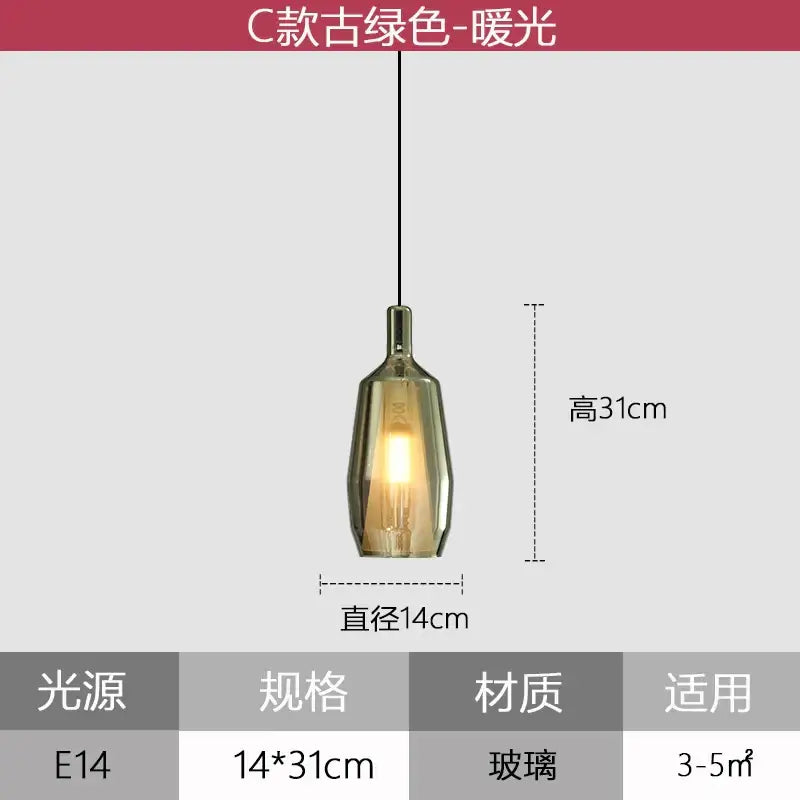 Modern faceted green glass pendant lights with warm glow for dining room home art decor and elegant lighting