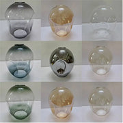 Modern faceted glass shade replacement in clear amber gray and metallic silver for living room lamp covers