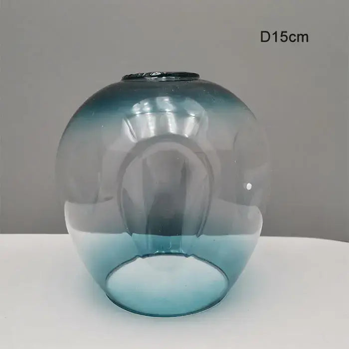 Modern faceted translucent blue gradient glass shade replacement with smooth rounded shape and darkened rim for living room lamp