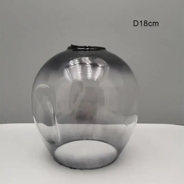 Modern faceted glass shade replacement with 18cm smoked glass dome and darkened rim for living room lamp cover