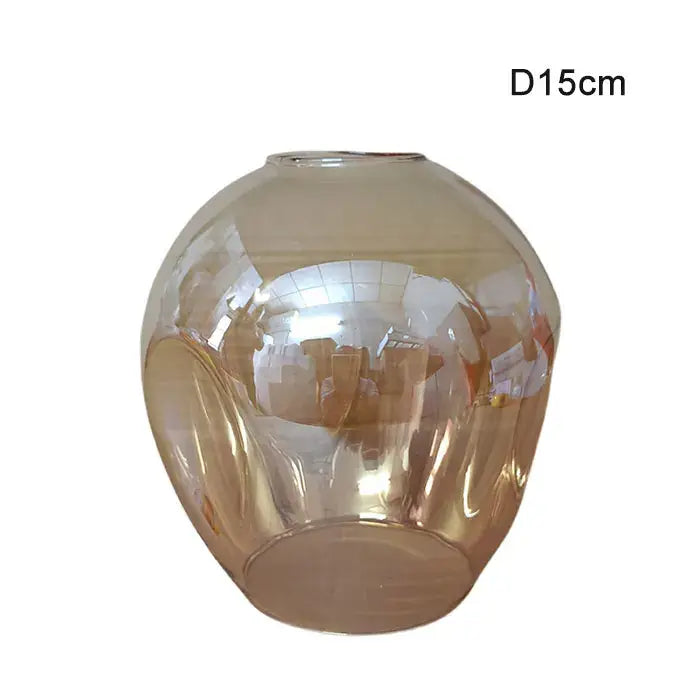 Modern faceted translucent amber glass shade replacement with smooth dome and flared rim for living room lamp cover