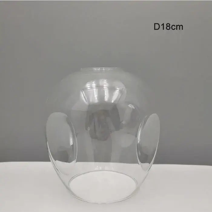 Modern faceted clear glass shade replacement with three circular cutouts for living room lamp cover