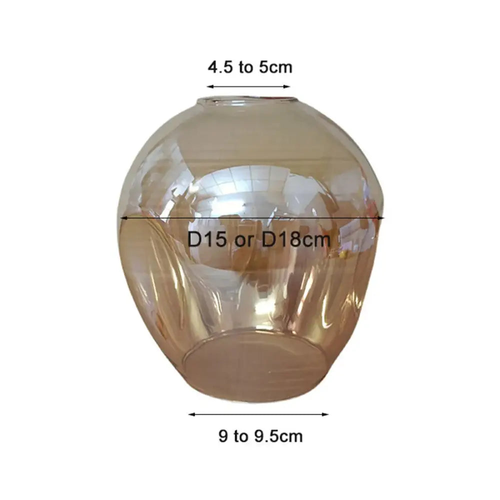 Modern faceted translucent amber glass shade replacement with smooth rounded shape and flared base for living room lamp
