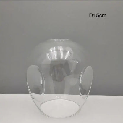 Modern faceted clear glass shade replacement with spherical shape and side cutouts for living room lamp cover 15cm diameter