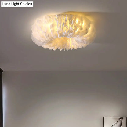 DecorBites™ DecorBites™ Modern Feather Flushmount Ceiling Light with 3/6 Fabric Heads in White/Grey/Pink for Bedroom