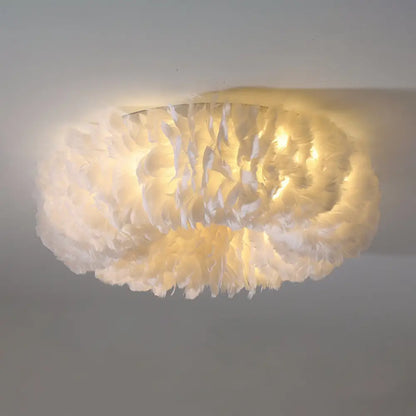 DecorBites™ DecorBites™ Modern Feather Flushmount Ceiling Light with 3/6 Fabric Heads in White/Grey/Pink for Bedroom