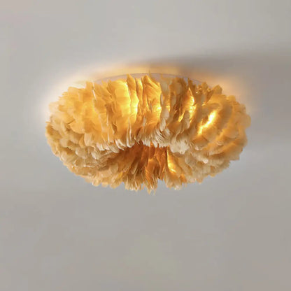 DecorBites™ DecorBites™ Modern Feather Flushmount Ceiling Light with 3/6 Fabric Heads in White/Grey/Pink for Bedroom