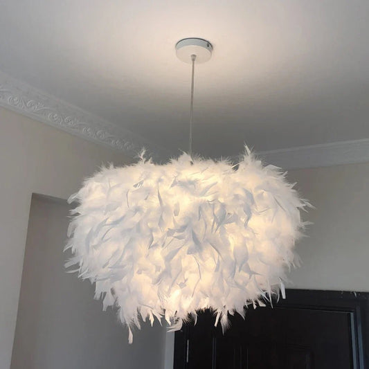 Modern Feather Pendant Light in White or Black - Decorbites