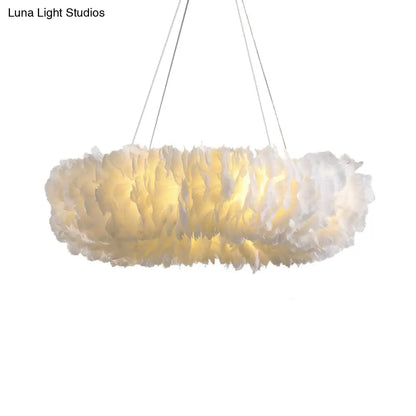 Lámpara colgante moderna con forma de pluma - Araña de bucle, 3/6 luces, blanca/gris/rosa