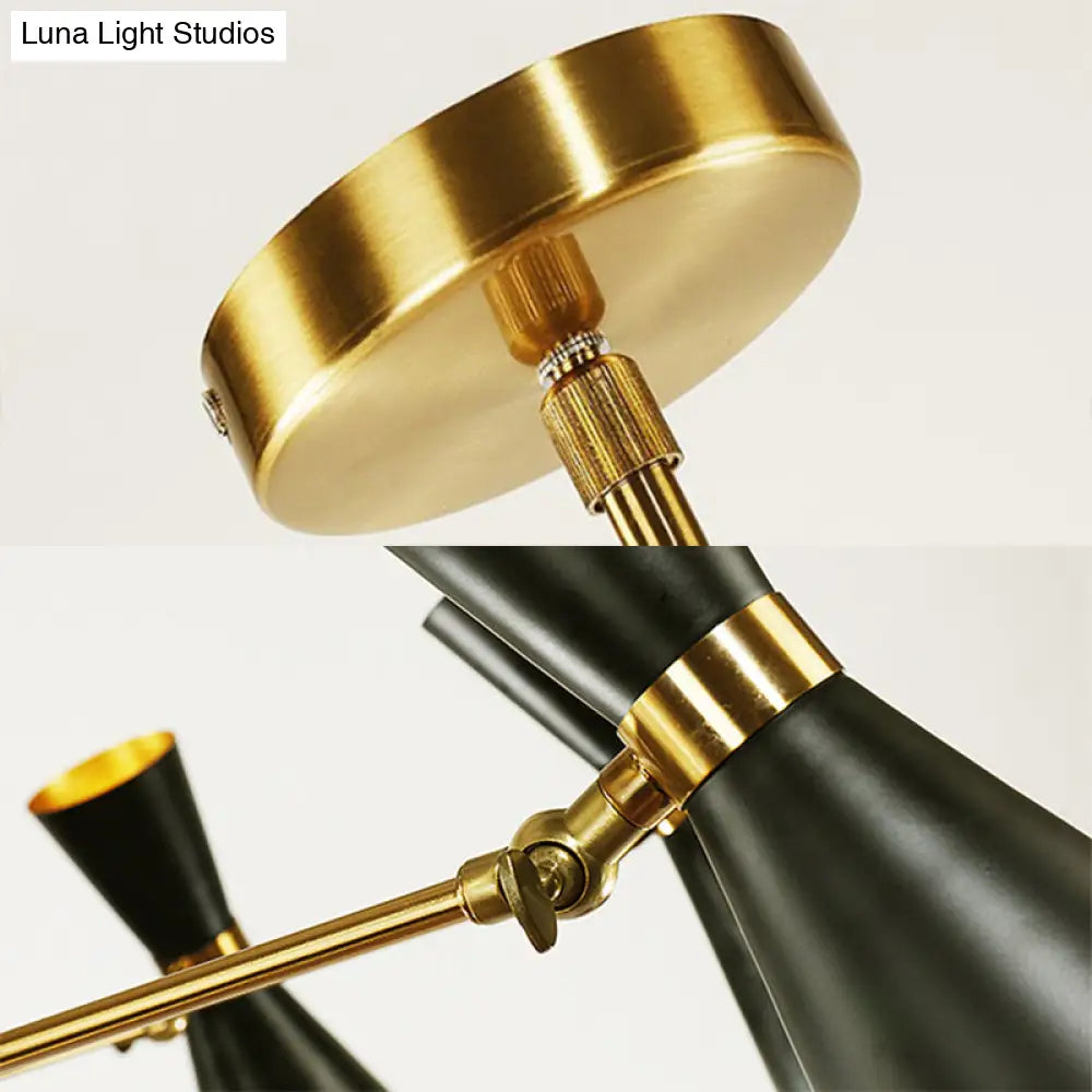 Lámpara de techo colgante moderna de hierro forjado con luces ajustables - Lámpara de techo negra para sala de estar