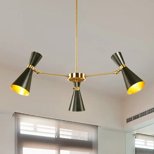 Lámpara de techo colgante moderna de hierro forjado con luces ajustables - Lámpara de techo negra para sala de estar