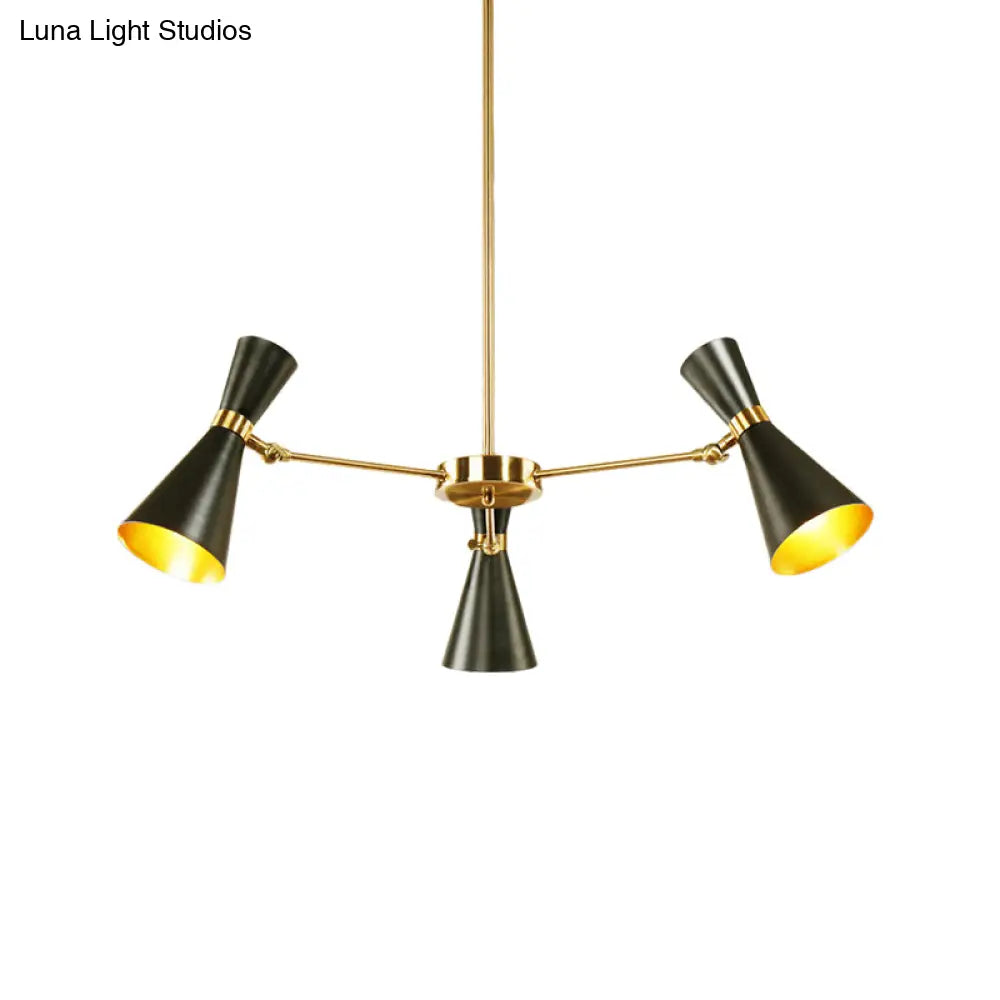 Lámpara de techo colgante moderna de hierro forjado con luces ajustables - Lámpara de techo negra para sala de estar