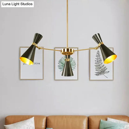 Lámpara de techo colgante moderna de hierro forjado con luces ajustables - Lámpara de techo negra para sala de estar