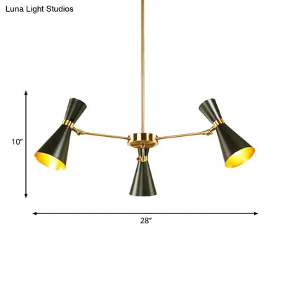 Lámpara de techo colgante moderna de hierro forjado con luces ajustables - Lámpara de techo negra para sala de estar
