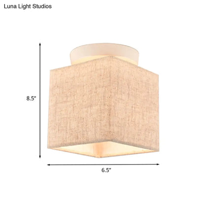DecorBites™ DecorBites™ Modern Flaxen Fabric Small Semi Flush Mount Ceiling Light Fixture