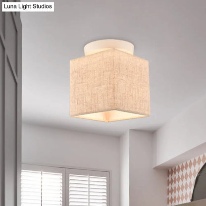 DecorBites™ DecorBites™ Modern Flaxen Fabric Small Semi Flush Mount Ceiling Light Fixture