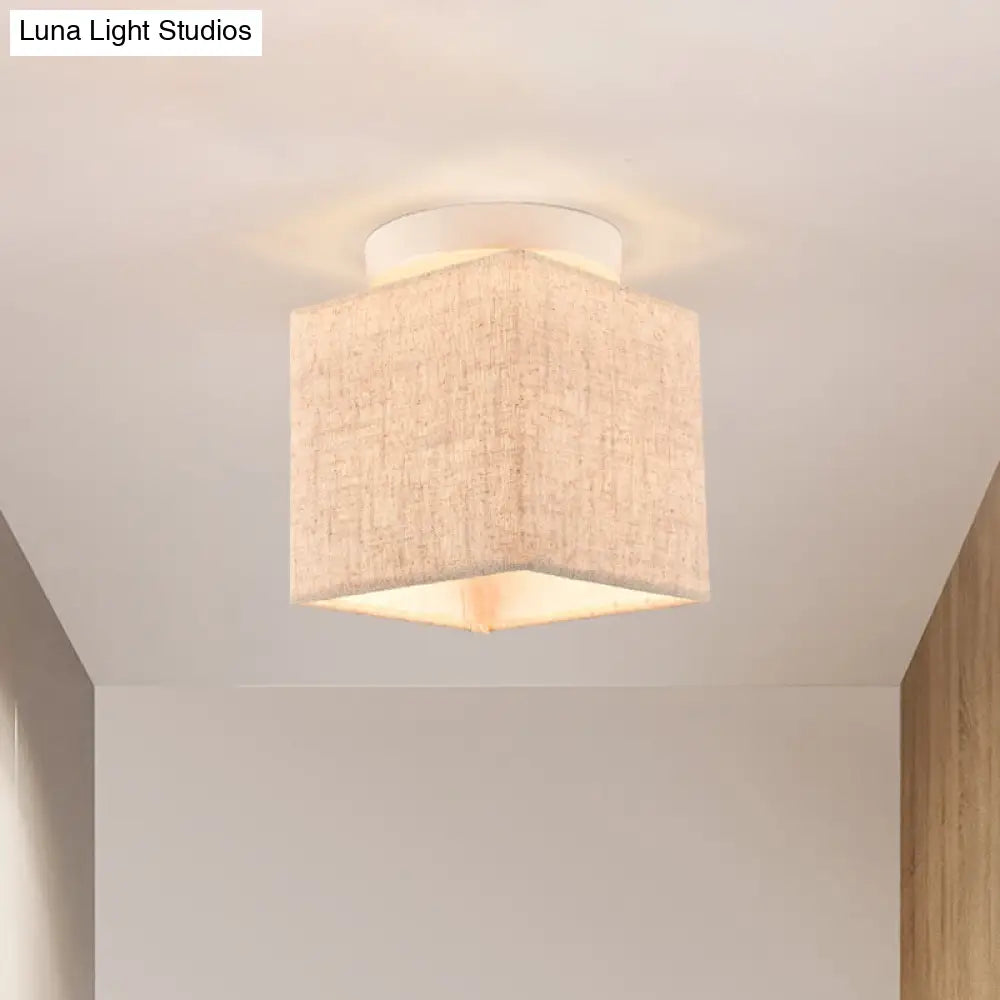 DecorBites™ DecorBites™ Modern Flaxen Fabric Small Semi Flush Mount Ceiling Light Fixture