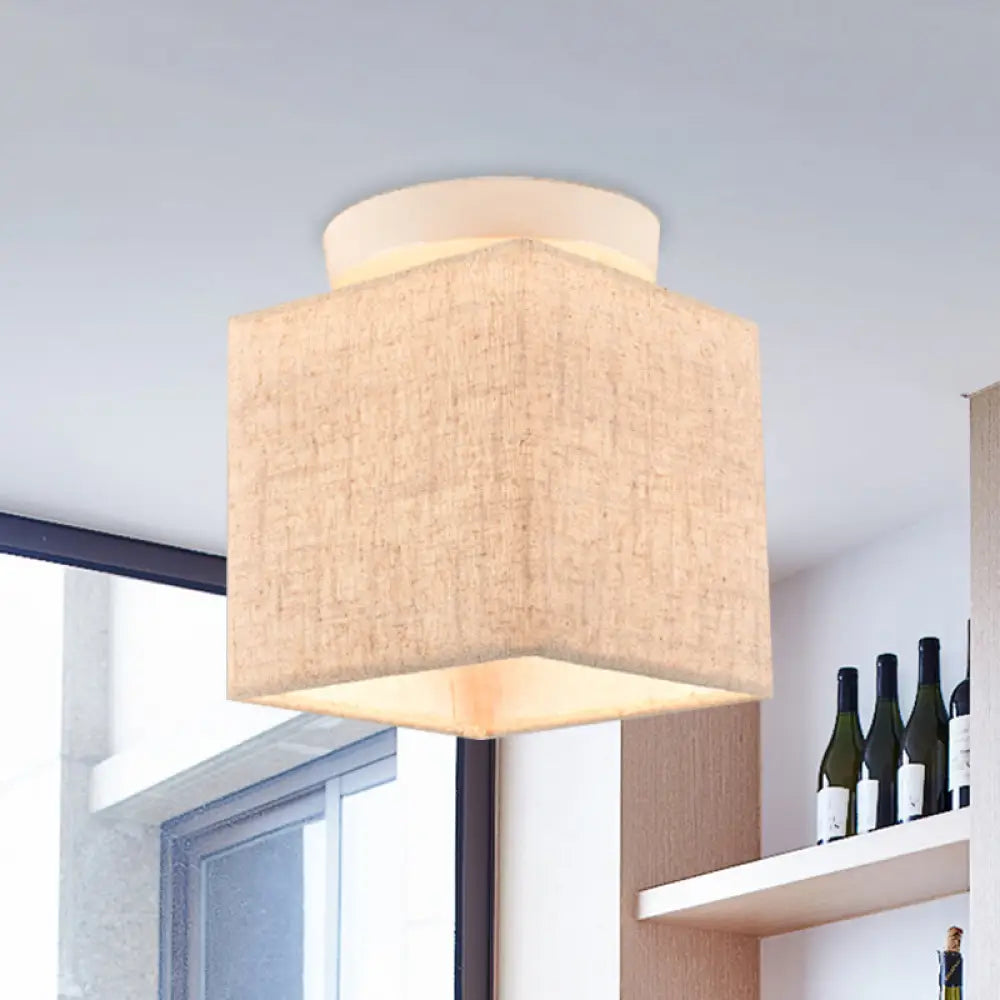 DecorBites™ DecorBites™ Modern Flaxen Fabric Small Semi Flush Mount Ceiling Light Fixture