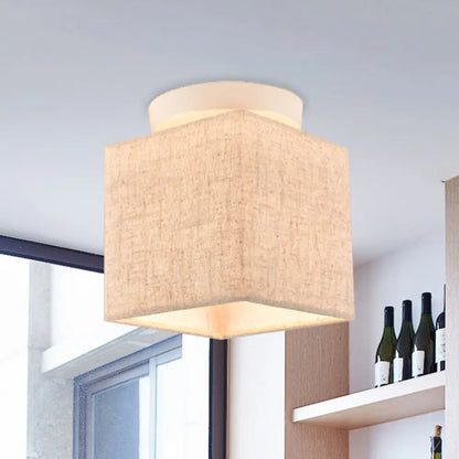 DecorBites™ DecorBites™ Modern Flaxen Fabric Small Semi Flush Mount Ceiling Light Fixture