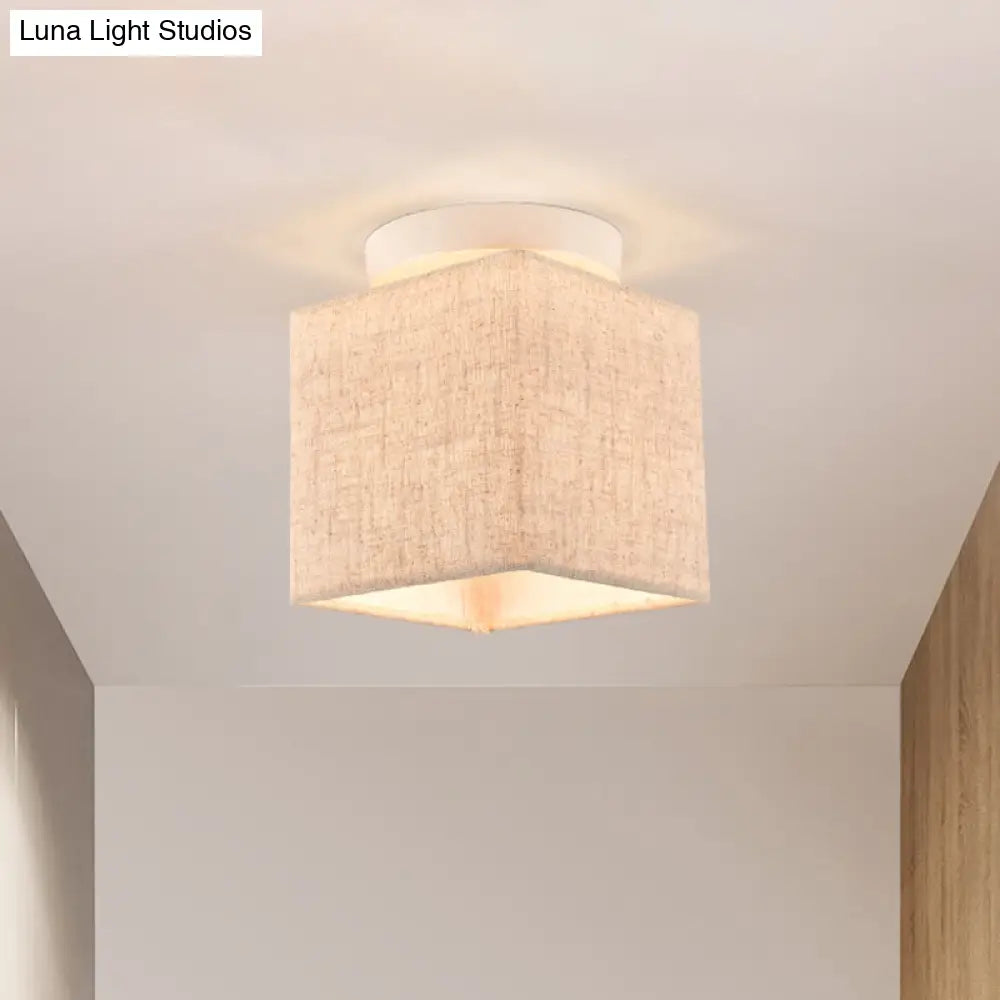 DecorBites™ DecorBites™ Modern Flaxen Fabric Small Semi Flush Mount Ceiling Light Fixture