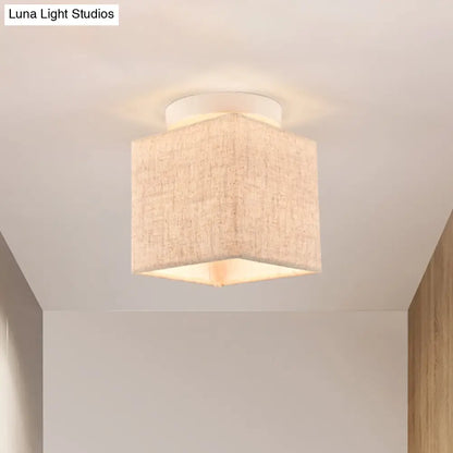 DecorBites™ DecorBites™ Modern Flaxen Fabric Small Semi Flush Mount Ceiling Light Fixture