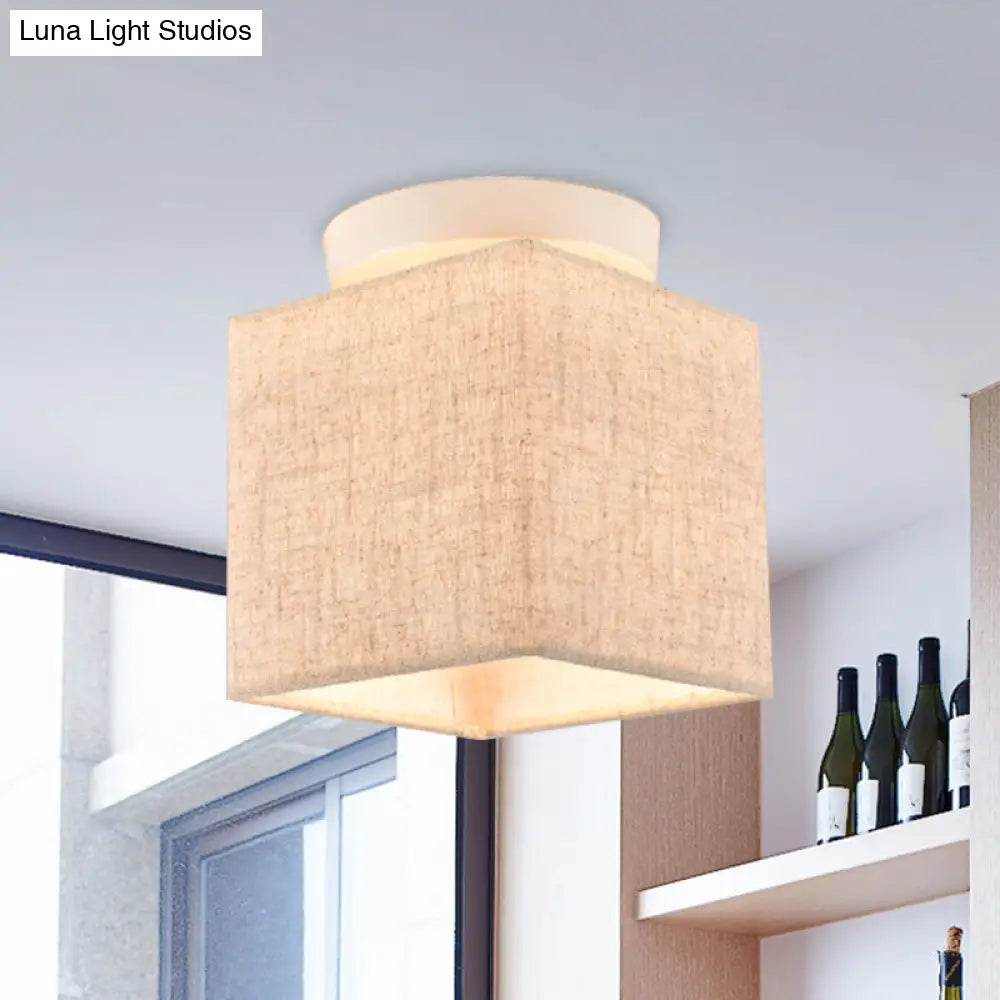 DecorBites™ DecorBites™ Modern Flaxen Fabric Small Semi Flush Mount Ceiling Light Fixture