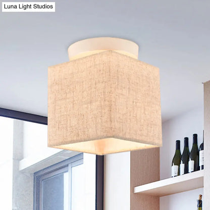 DecorBites™ DecorBites™ Modern Flaxen Fabric Small Semi Flush Mount Ceiling Light Fixture