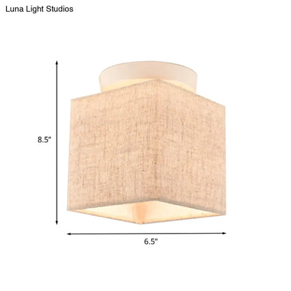 DecorBites™ DecorBites™ Modern Flaxen Fabric Small Semi Flush Mount Ceiling Light Fixture