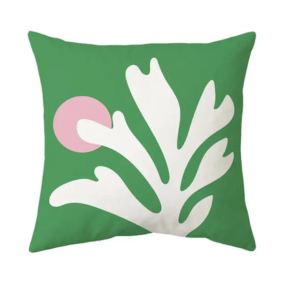 Green cushion decorbites butterfly pillowcase with stylized white coral and pink accent for living room decor