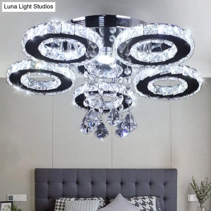 DecorBites™ DecorBites™ Modern Floral Crystal Semi Flush Ceiling Light - LED Stainless Steel Fixture for Bedroom