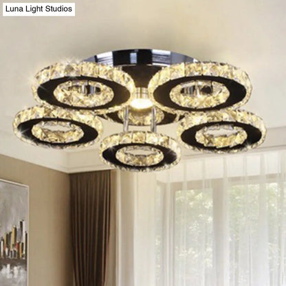 DecorBites™ DecorBites™ Modern Floral Crystal Semi Flush Ceiling Light - LED Stainless Steel Fixture for Bedroom