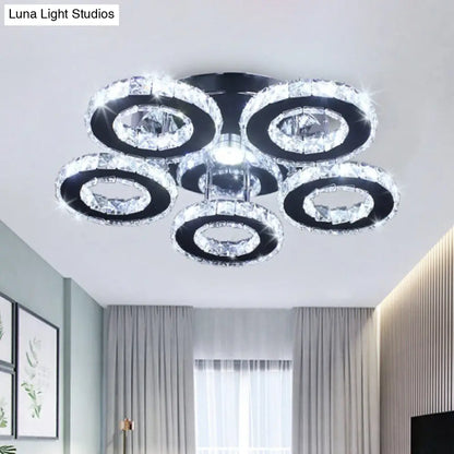 DecorBites™ DecorBites™ Modern Floral Crystal Semi Flush Ceiling Light - LED Stainless Steel Fixture for Bedroom