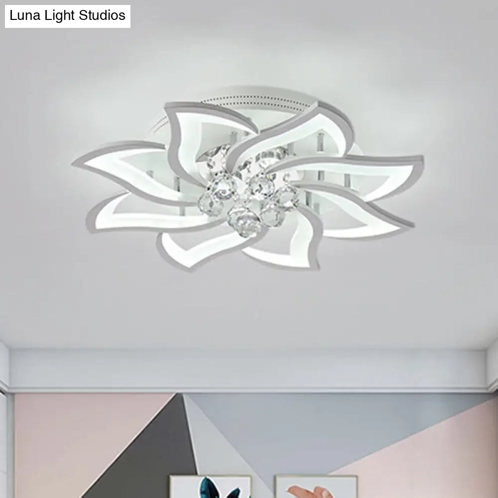 DecorBites™ DecorBites™ Modern Floral-Design LED Bedroom Lamp with Crystal Orb Decor - Semi Flush Mount
