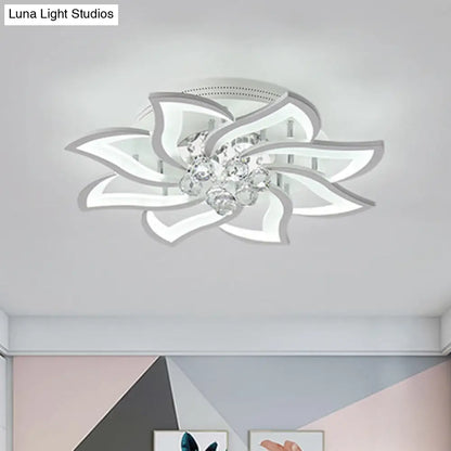 DecorBites™ DecorBites™ Modern Floral-Design LED Bedroom Lamp with Crystal Orb Decor - Semi Flush Mount