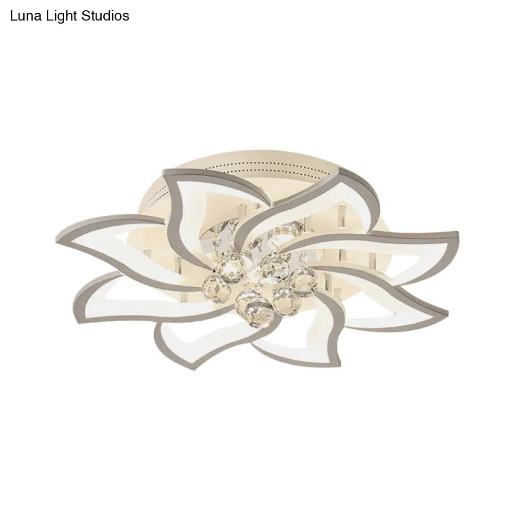 DecorBites™ DecorBites™ Modern Floral-Design LED Bedroom Lamp with Crystal Orb Decor - Semi Flush Mount