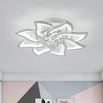 DecorBites™ DecorBites™ Modern Floral-Design LED Bedroom Lamp with Crystal Orb Decor - Semi Flush Mount