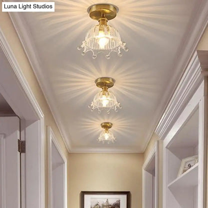 ديكوربايتس™ - مصباح سقف زجاجي عصري مزين بالورود - تركيبات إضاءة أنيقة مدمجة في الردهة بمصباح واحد