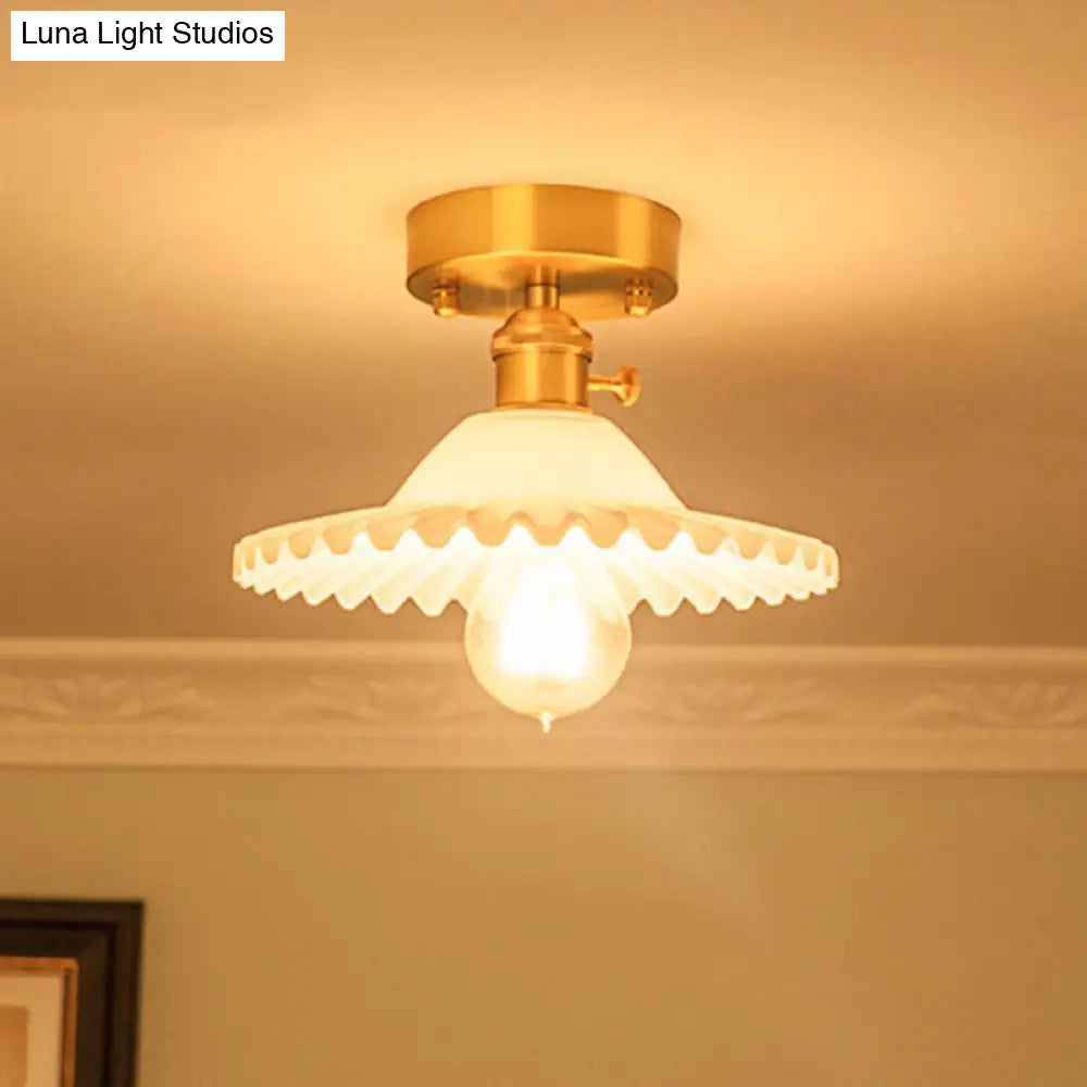 ديكوربايتس™ - مصباح سقف زجاجي عصري مزين بالورود - تركيبات إضاءة أنيقة مدمجة في الردهة بمصباح واحد